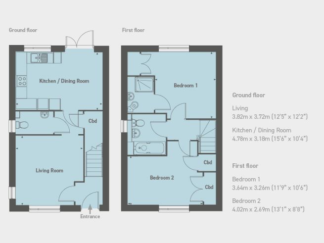 Floor plan 2 bedroom house - artist impression subject to change